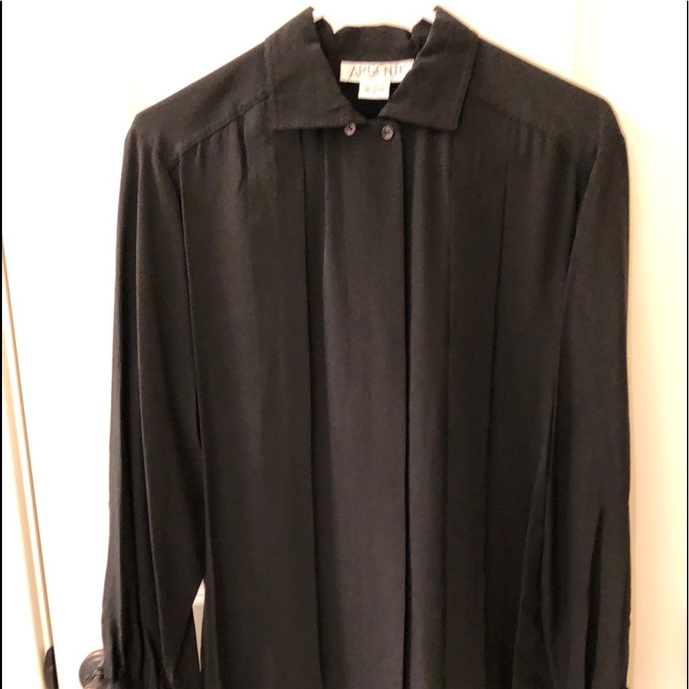 100% black silk top